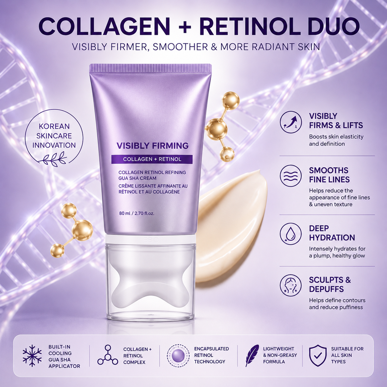 KEOAH SculptRitual™ 2-in-1 Collagen Retinol Gua Sha Cream