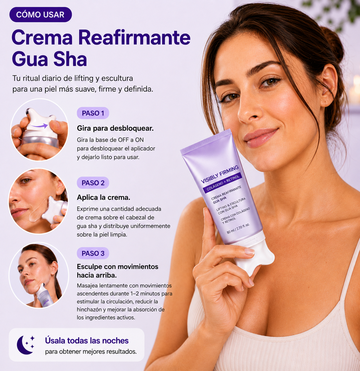 KEOAH SculptRitual™ 2-en-1 Crema Reafirmante Gua Sha con Colágeno y Retinol