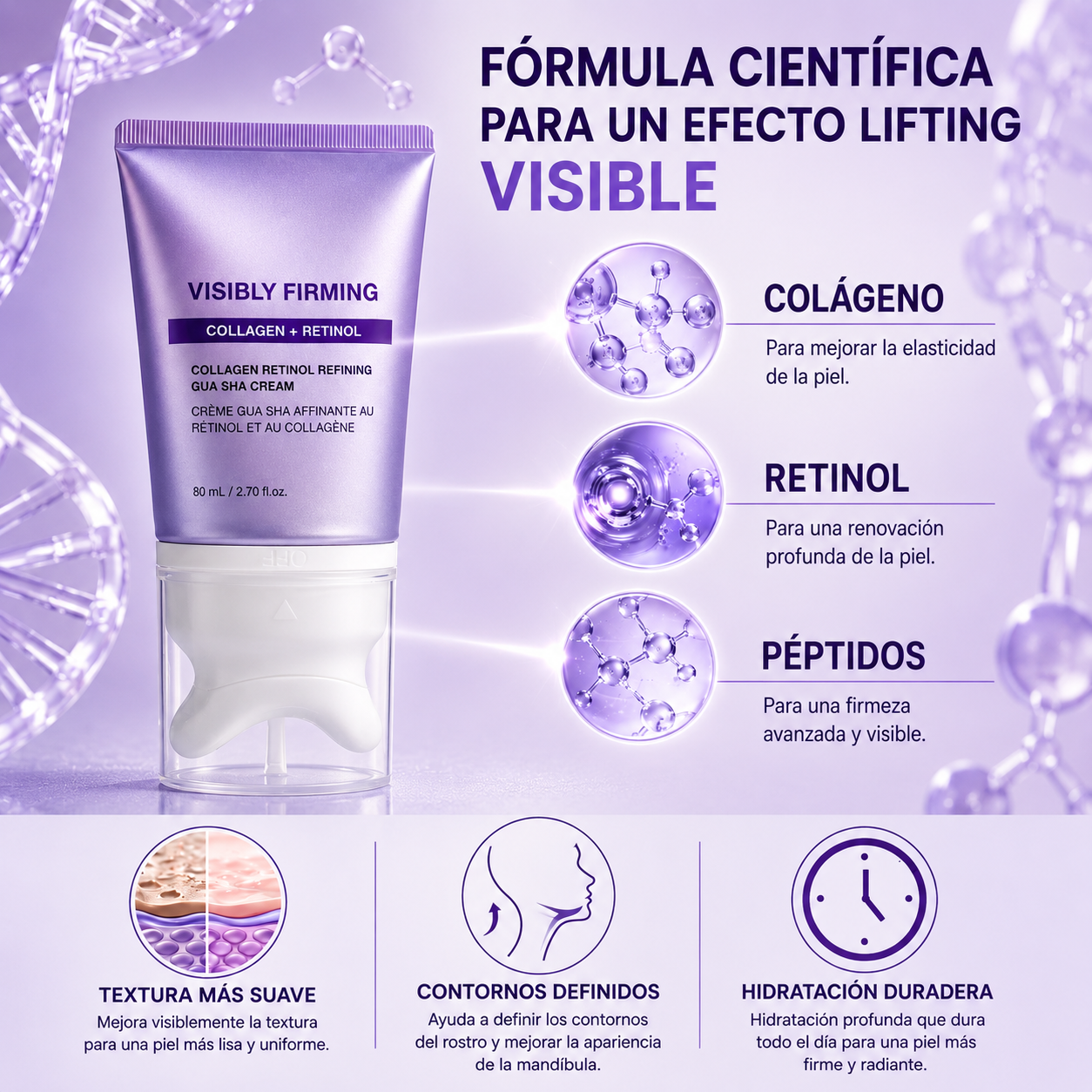 KEOAH SculptRitual™ 2-en-1 Crema Reafirmante Gua Sha con Colágeno y Retinol