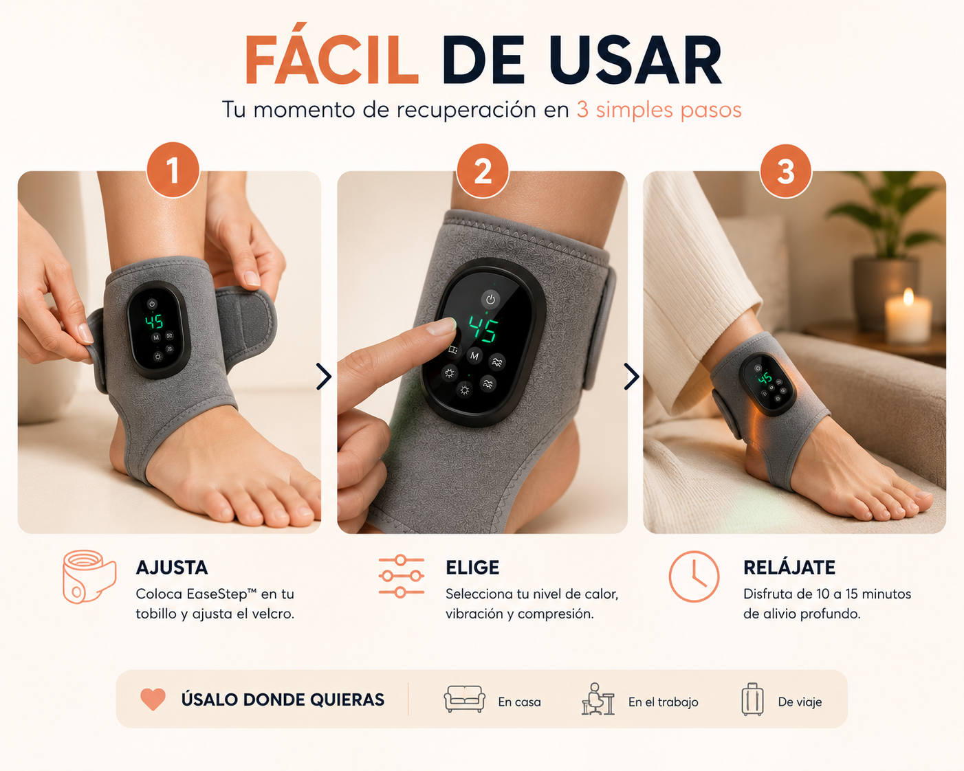 EaseStep™ Masajeador de Tobillo con Calor, Compresión y Vibración