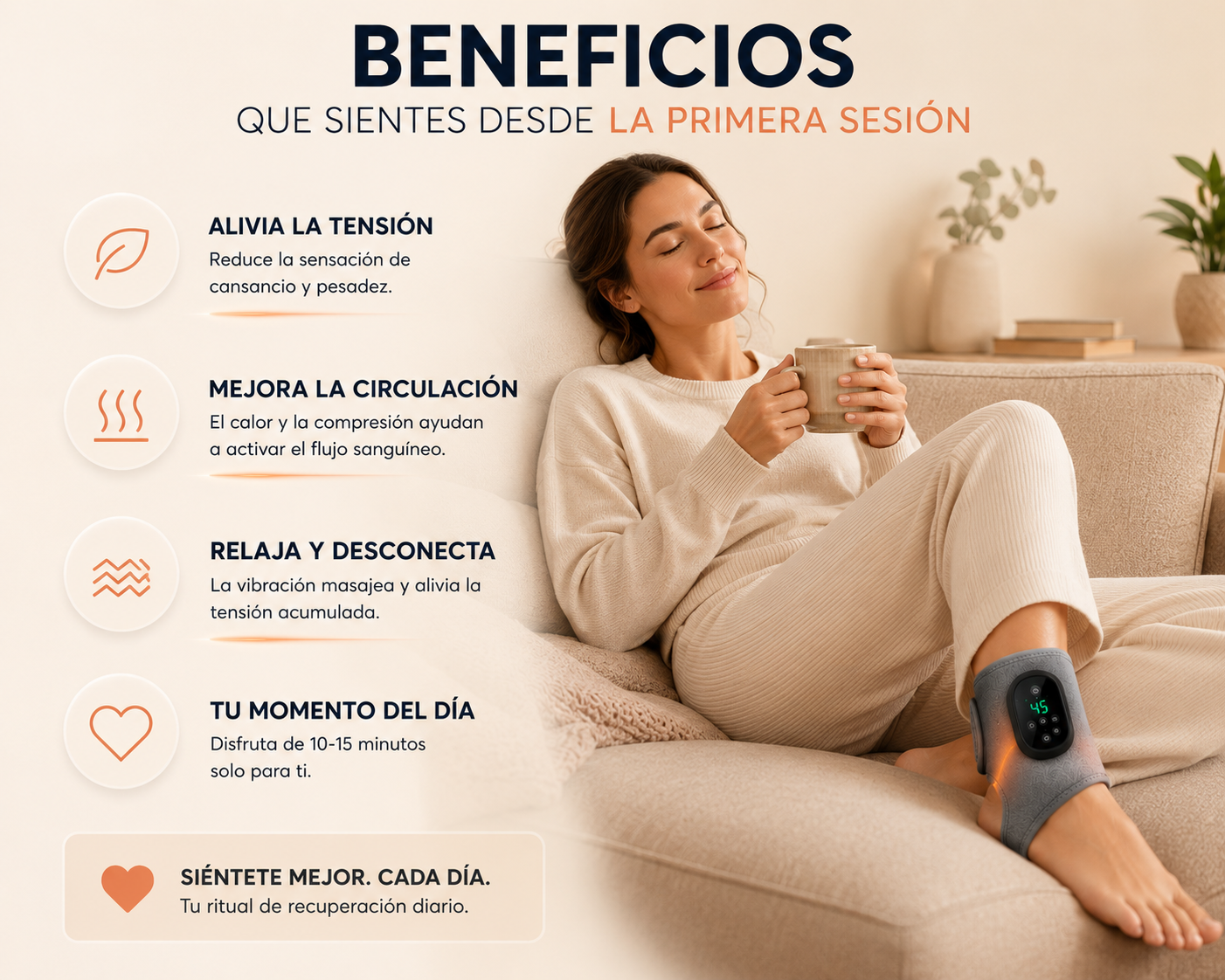 EaseStep™ Masajeador de Tobillo con Calor, Compresión y Vibración